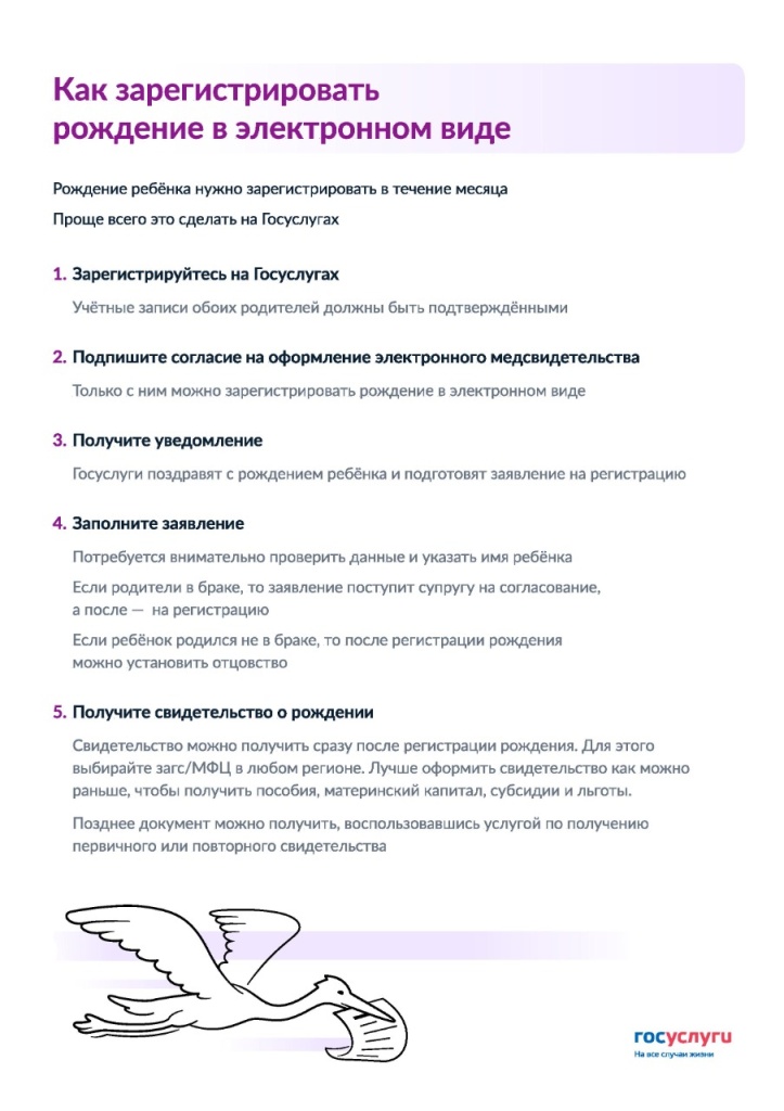 Гос.услуги Регистрация рождения ребёнка